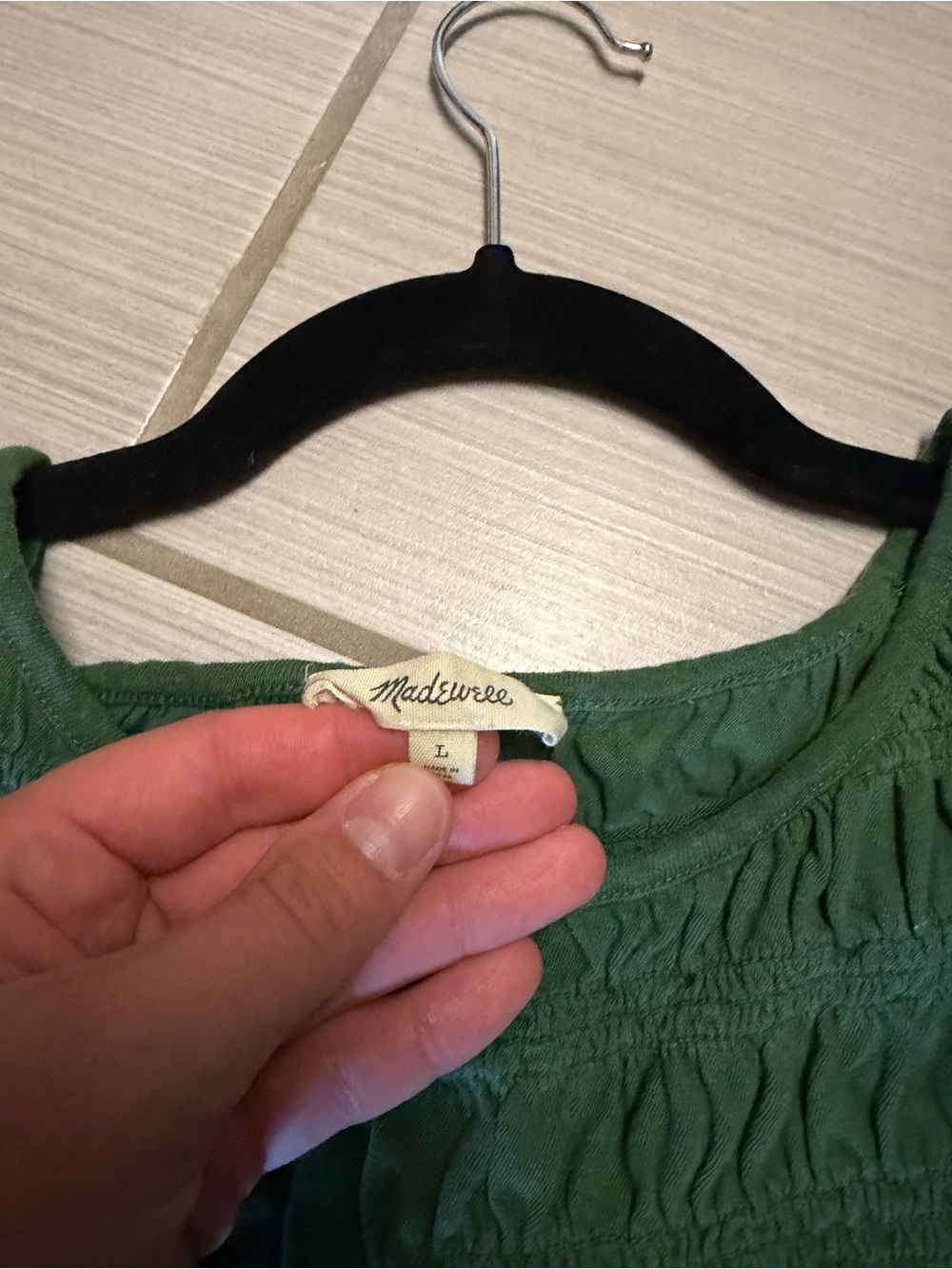 Madewell Forest Green Smocked Scoop Neck Women's Tunic